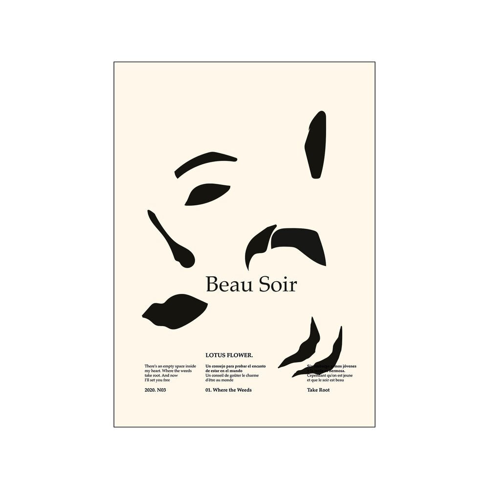 Beau Soir plakat, beige - 30x40 cm